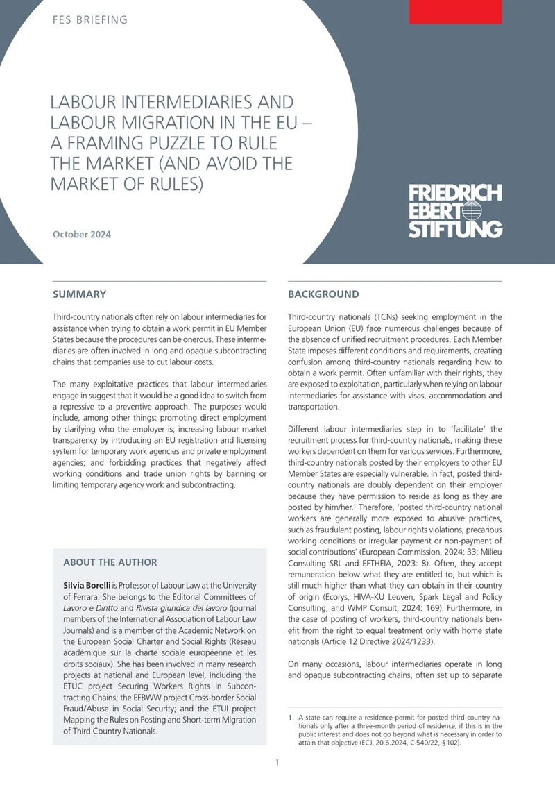 First page of Labour intermediaries and labour migration in the EU: a framing puzzle to rule the market (and avoid the market of rules)