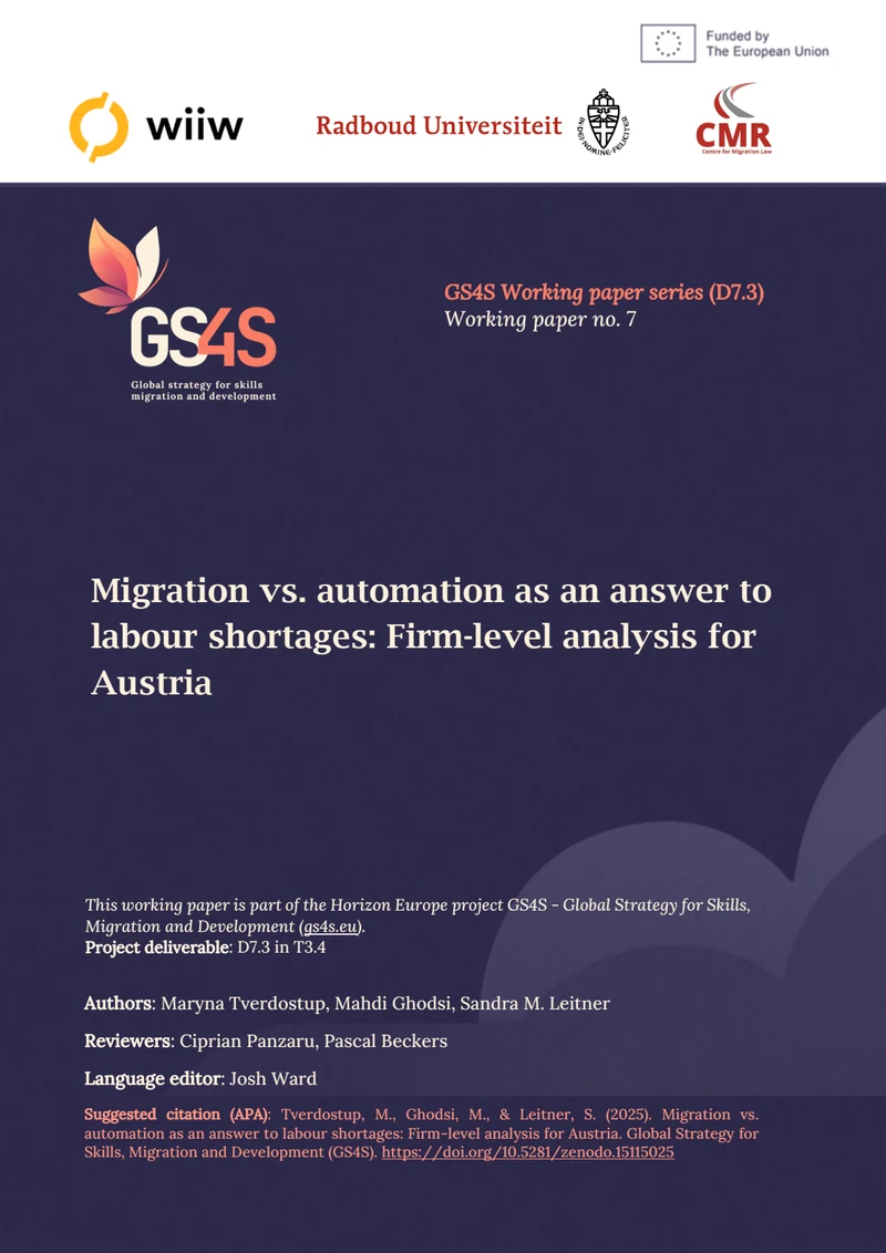 Cover of Migration vs. automation as an answer to labour shortages: firm-level analysis for Austria